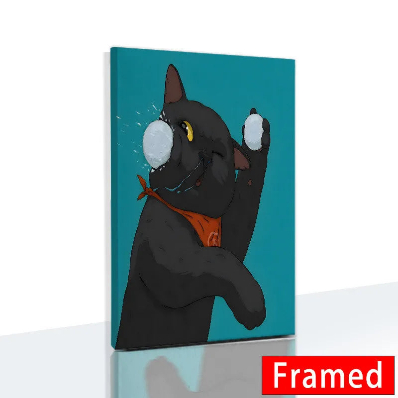 Midnight Cats Framed Canvas