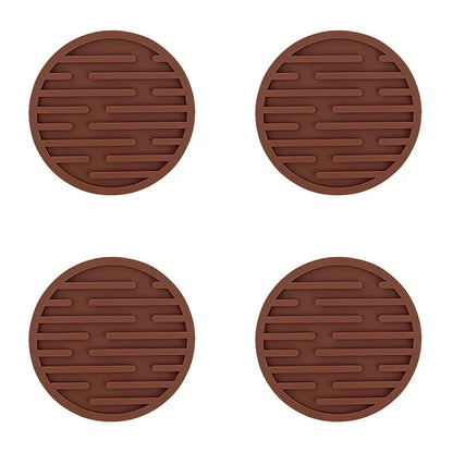 4PCS/lot 10cm Silicone Cup Pad Slip Insulation Pad Round Cup Mat Hot Drink Holder Mug Stand Home Kitchen Tool Cup Coaster Table Piece