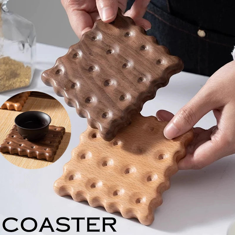 Wooden Cookie Coasters Set 1PCS Walnut Beech Drink Mats Coffee Cup Heat Pad Rustic Kitchen Decor Handmade Wooden Coasters Gifts Table Piece