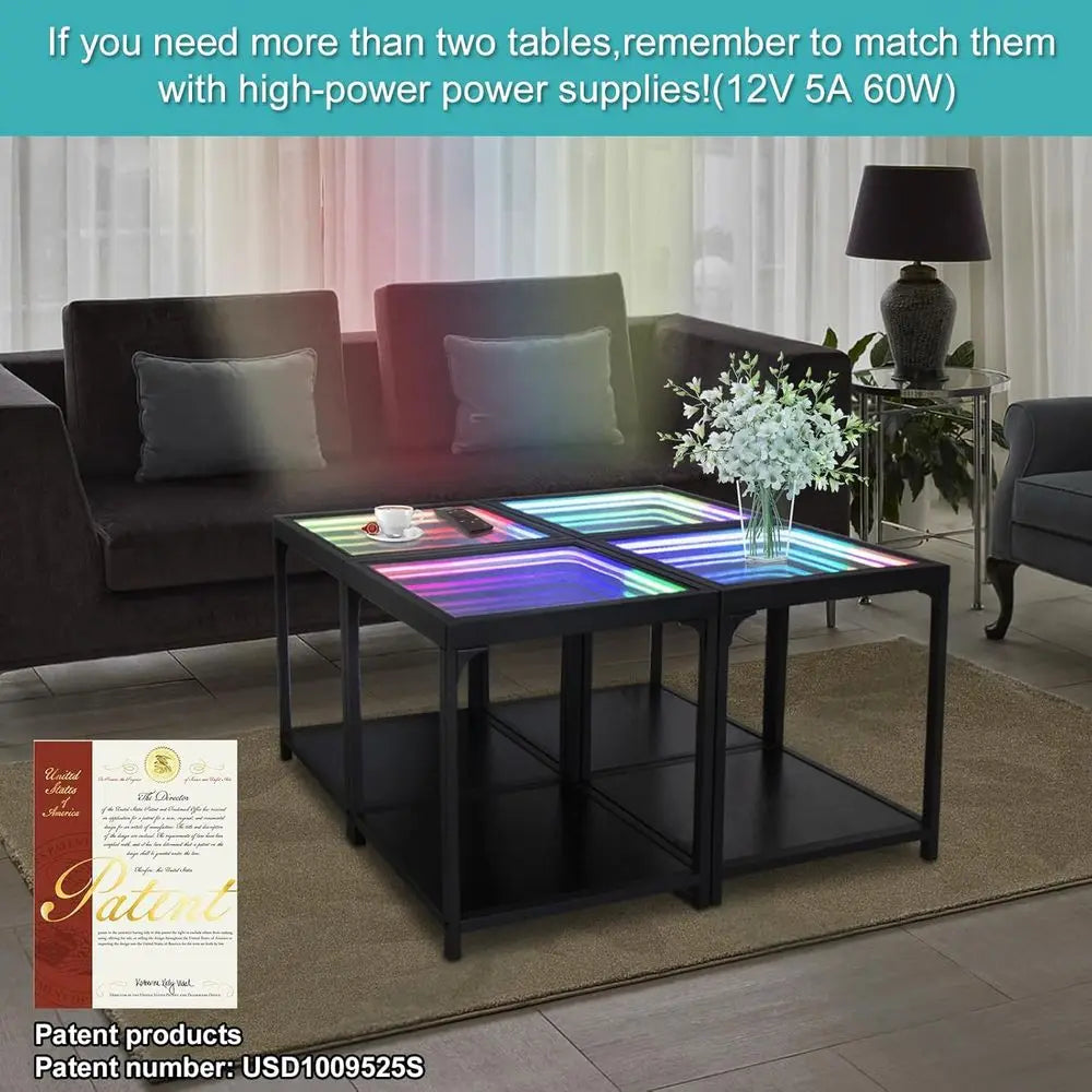 Infinity Mirror Coffee Table with RGB Lighting 3D - Table Piece