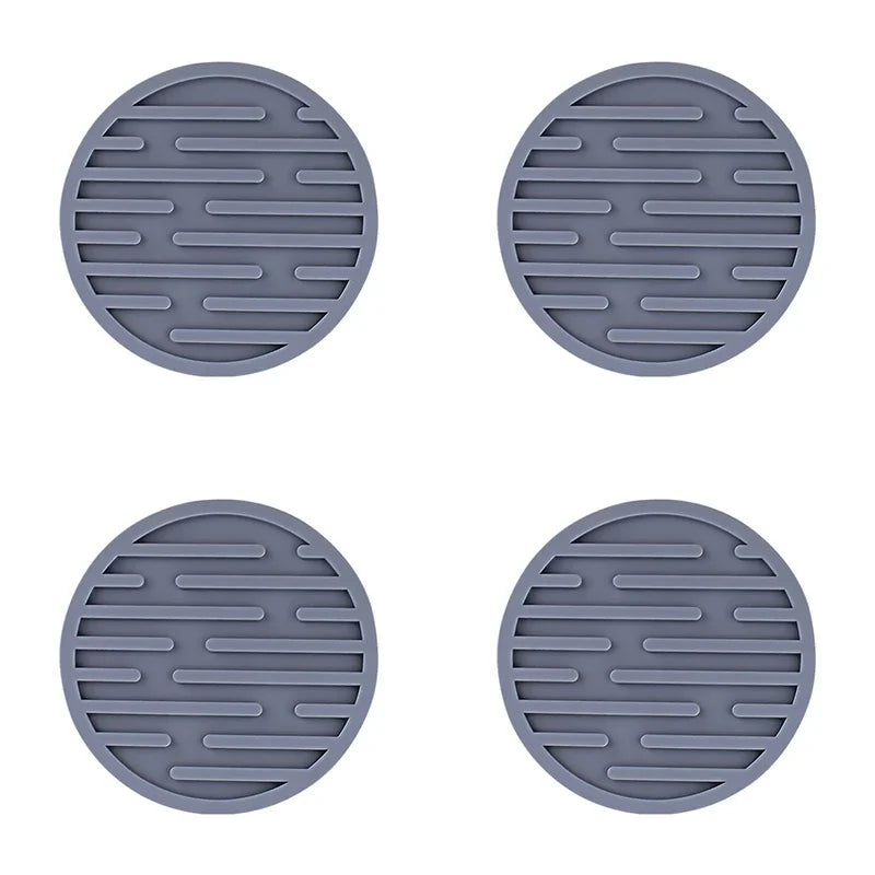 4PCS/lot 10cm Silicone Cup Pad Slip Insulation Pad Round Cup Mat Hot Drink Holder Mug Stand Home Kitchen Tool Cup Coaster Table Piece
