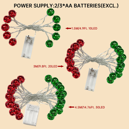 1pc Christmas Red Green Bells String