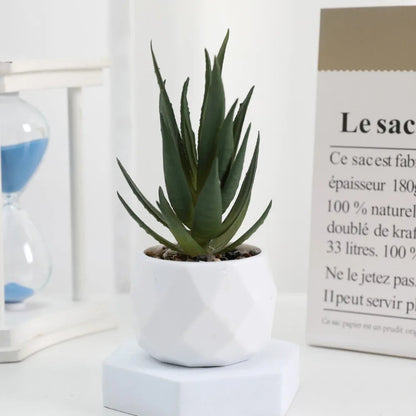 Mini Evergreen Bonsai Cactus Plastic Plants Decor Table Piece