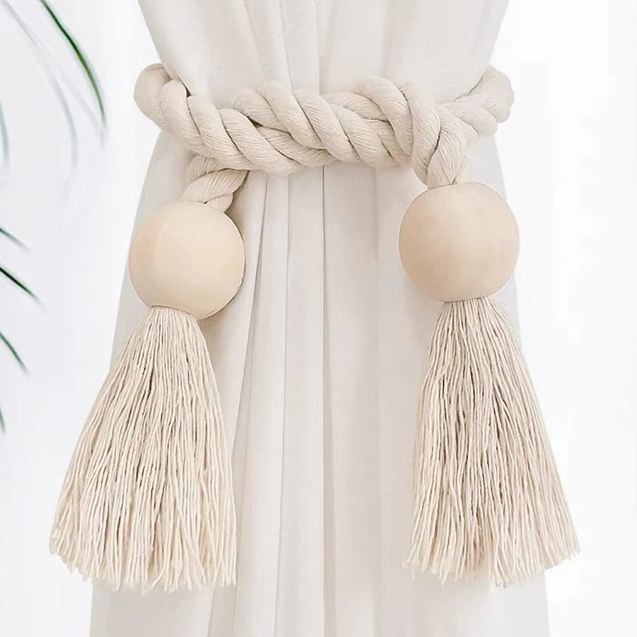 Handwoven Wooden Knot Curtain Holdbacks - Table Piece