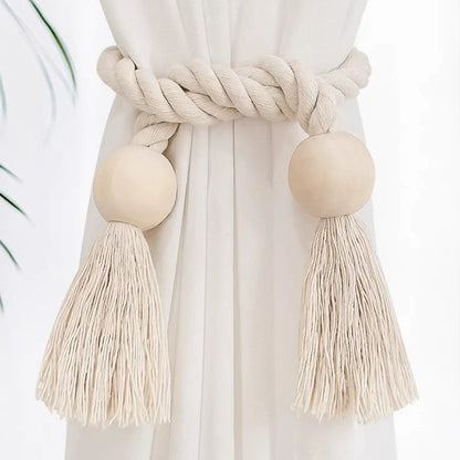 Handwoven Wooden Knot Curtain Holdbacks - Table Piece