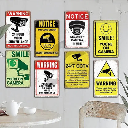 Retro Security Metal Plaque