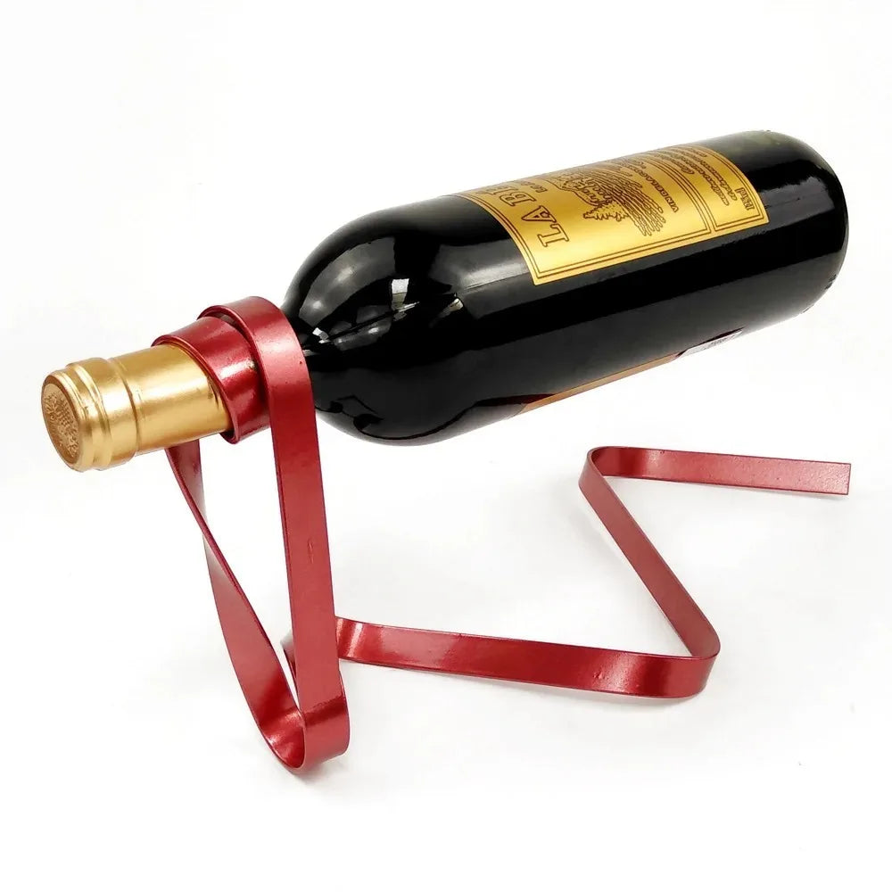Floating Ribbon Wine Bottle Holder Stand - Table Piece