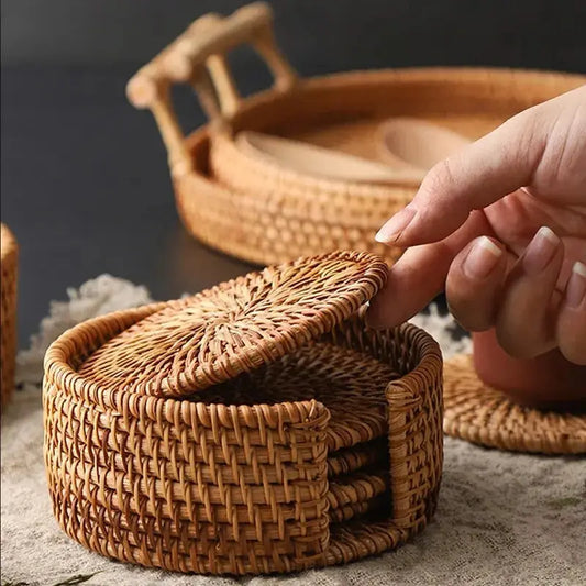 Traditional Handwoven Kungfu Tea Coaster Set - Table Piece