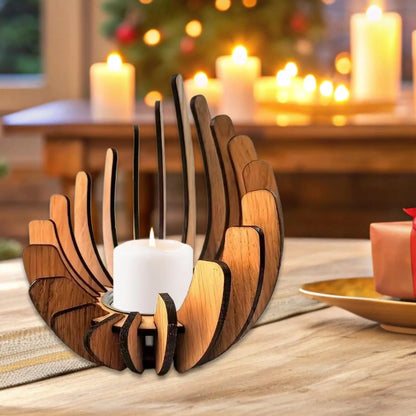 Decorative Wooden Lotus Candle Holder - Table Piece