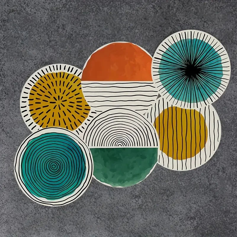 6 Pieces/Set of Circular Patterned Wooden Anti-Slip Coasters, Suitable for Home Offices and Theme Party Decoration Table Piece