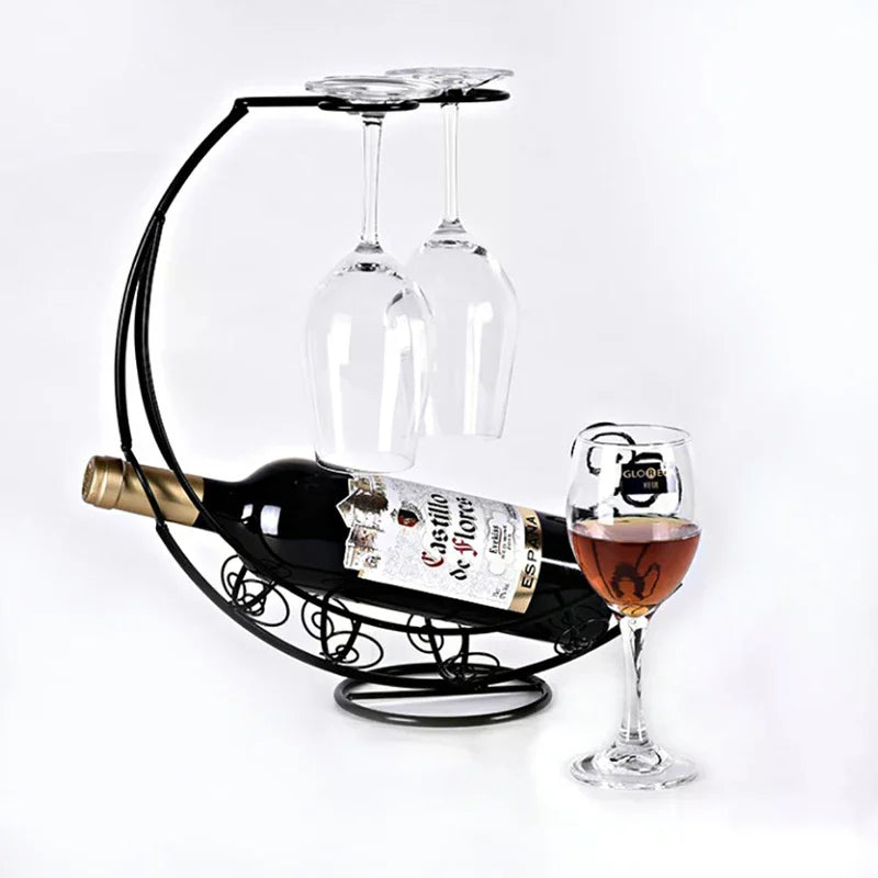 Metal Wine Rack Hanging Wine Glass Holder Table Piece