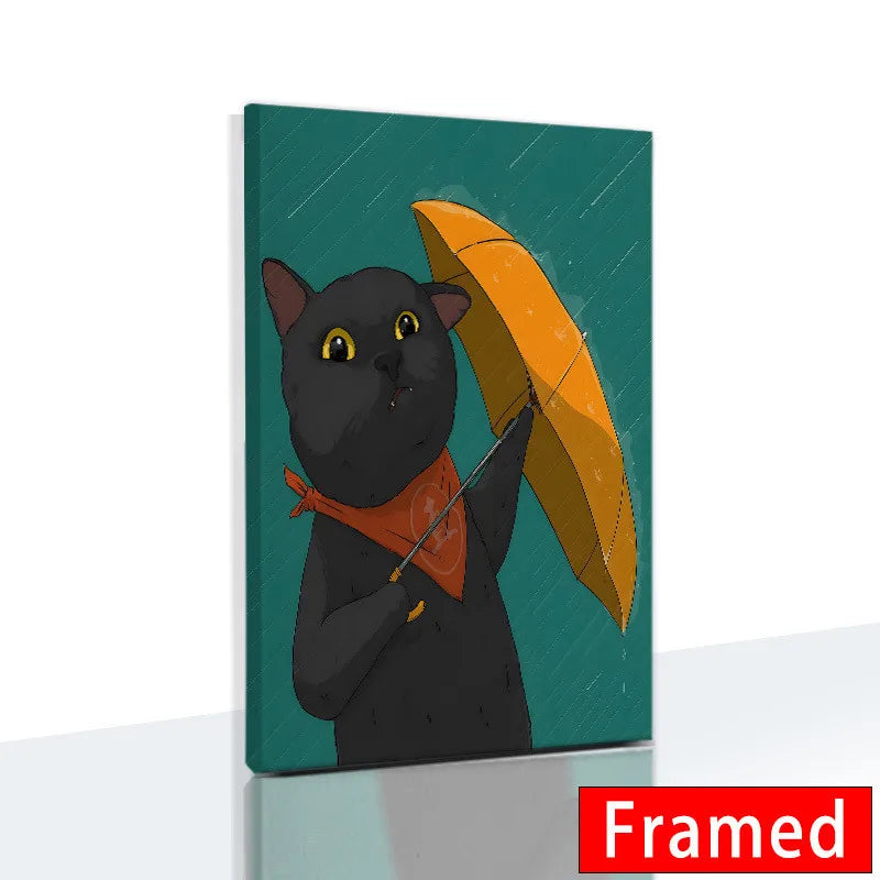 Midnight Cats Framed Canvas