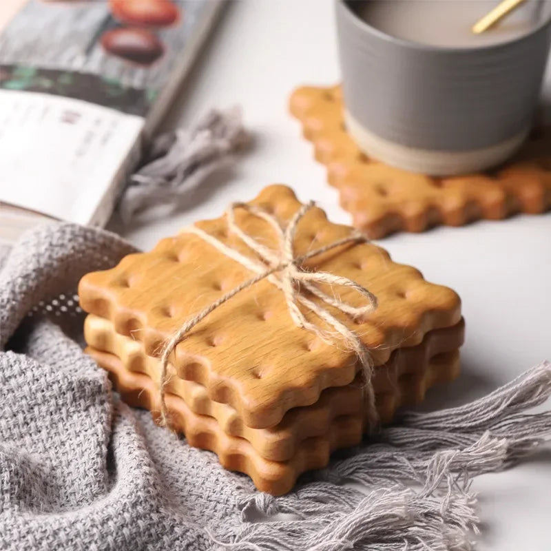 Wooden Cookie Coasters Set 1PCS Walnut Beech Drink Mats Coffee Cup Heat Pad Rustic Kitchen Decor Handmade Wooden Coasters Gifts Table Piece