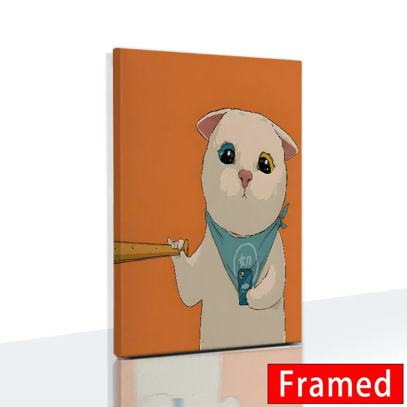 Midnight Cats Framed Canvas
