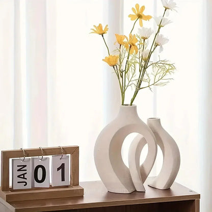 Modern Nordic Hollow Ceramic Vase Set - Table Piece