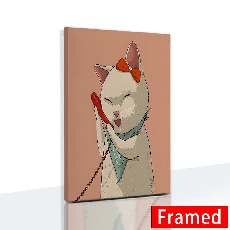 Midnight Cats Framed Canvas