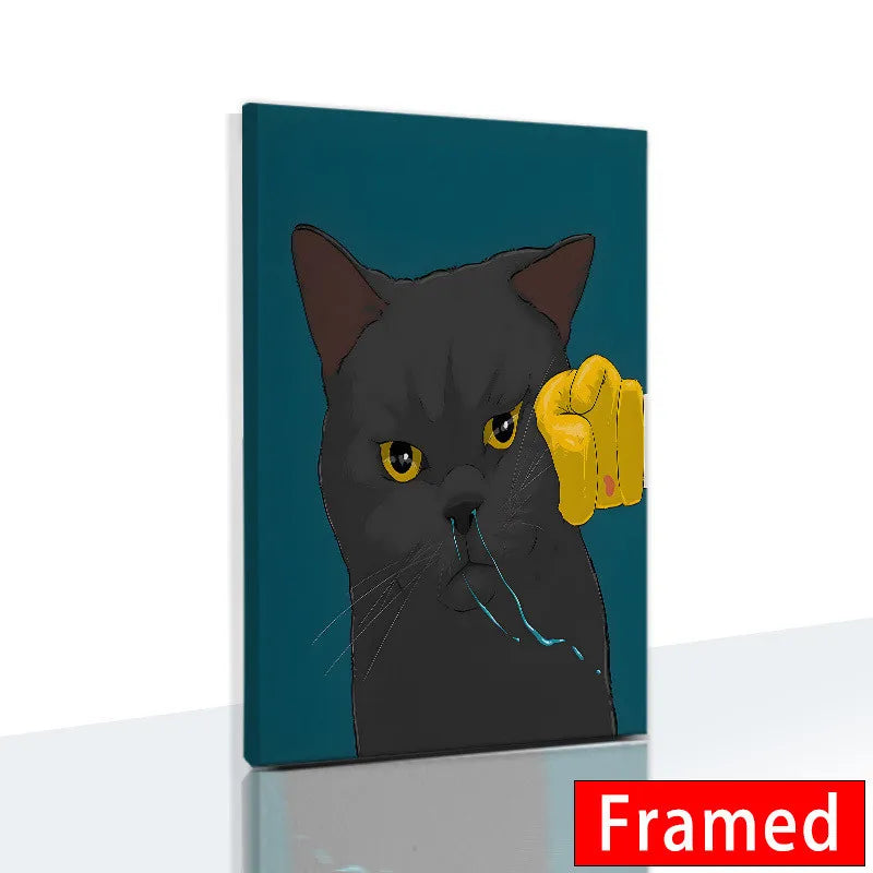 Midnight Cats Framed Canvas