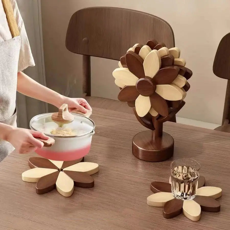 Decorative Sunflower Wood Coaster & Placemat - Table Piece