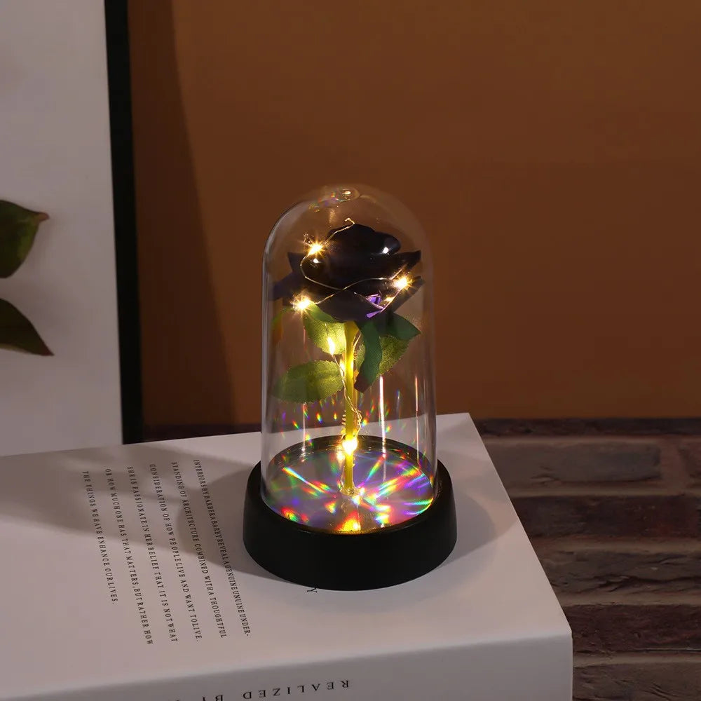 Rose in Glass - Flowers LED Red Rose - Valentine's Day Gift Table Piece