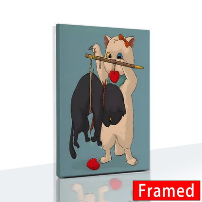 Midnight Cats Framed Canvas