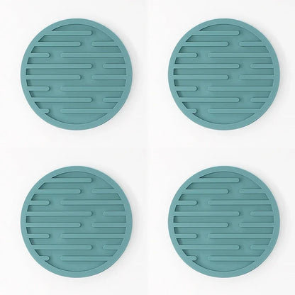 4PCS/lot 10cm Silicone Cup Pad Slip Insulation Pad Round Cup Mat Hot Drink Holder Mug Stand Home Kitchen Tool Cup Coaster Table Piece