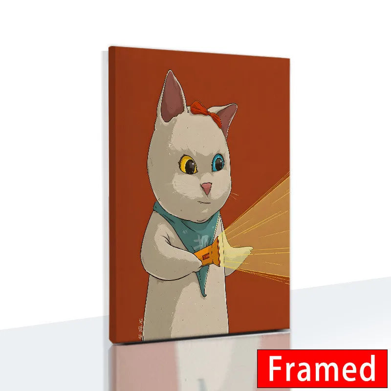 Midnight Cats Framed Canvas