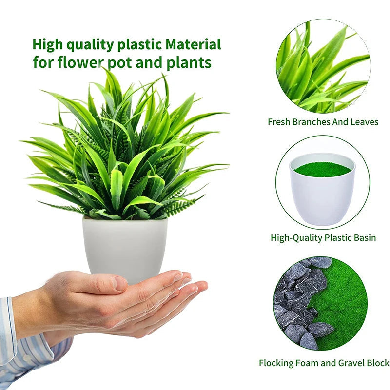 Plants with Plastics Pots - Office Desk Living Room and Bedroom Decoration Table Piece