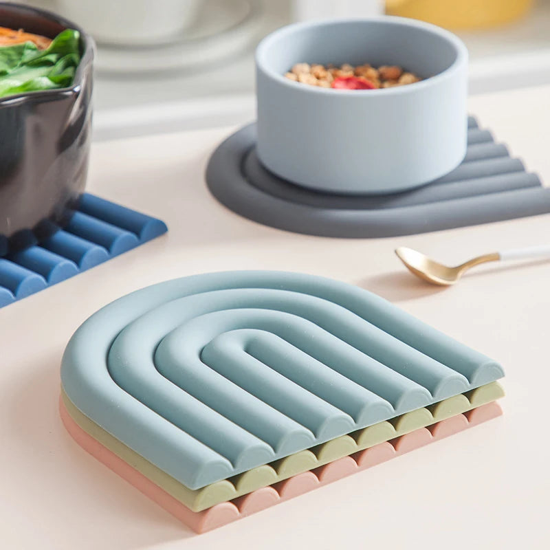 Modilan Rainbow Silicone Mat Pot Mat Thermal Mat Table Mat Heat Resistant High Temperature Cup Mat Thickened To Prevent Scalding Table Piece