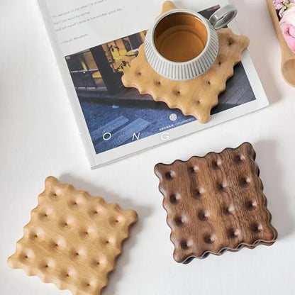 Wooden Cookie Coasters Set 1PCS Walnut Beech Drink Mats Coffee Cup Heat Pad Rustic Kitchen Decor Handmade Wooden Coasters Gifts Table Piece