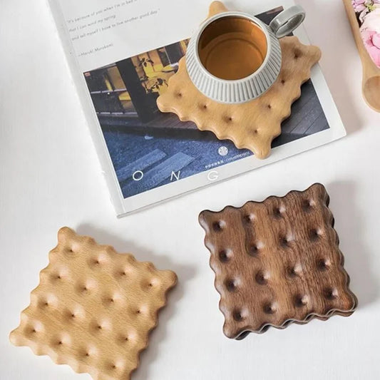 Wooden Cookie Coasters Set 1PCS Walnut Beech Drink Mats Coffee Cup Heat Pad Rustic Kitchen Decor Handmade Wooden Coasters Gifts Table Piece