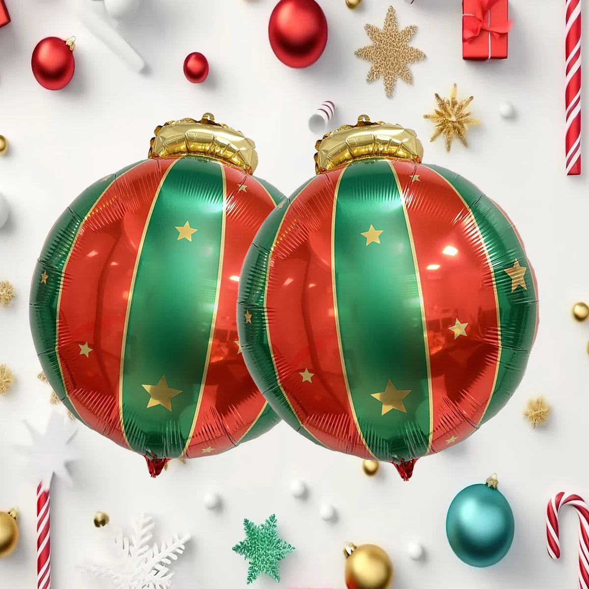 Red Green Christmas Ball Sahpe Foil