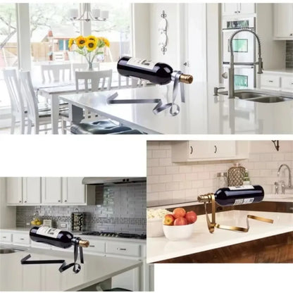 Floating Ribbon Wine Bottle Holder Stand - Table Piece