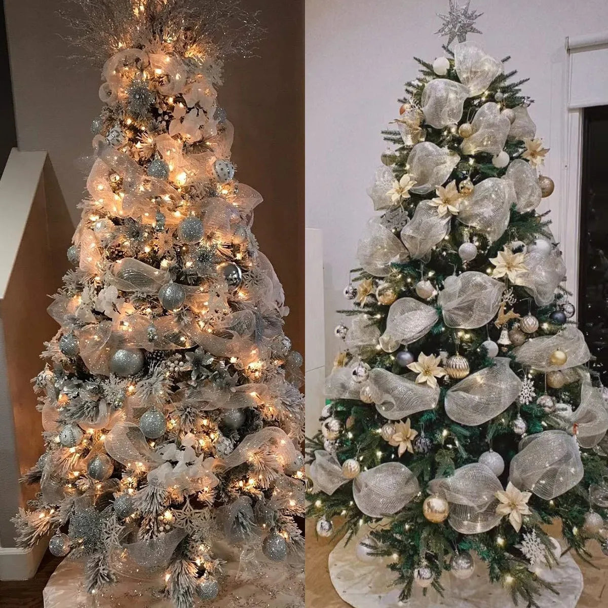 Christmas Tree Decorations Ribbon Mesh