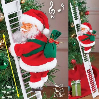 Santa Claus Doll Climbing Ladder with Music Christmas Tree Ornaments
