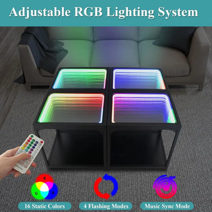 Infinity Mirror Coffee Table with RGB Lighting 3D - Table Piece
