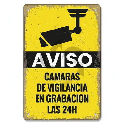 Retro Security Metal Plaque