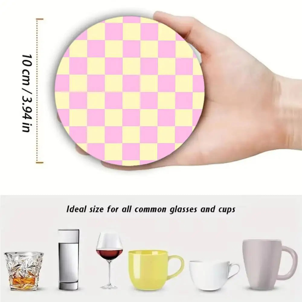 Checkered pattern Wooden Coaster  Suitable For Restaurants And Coffee Shops Easy To Wash And Clean Table Piece