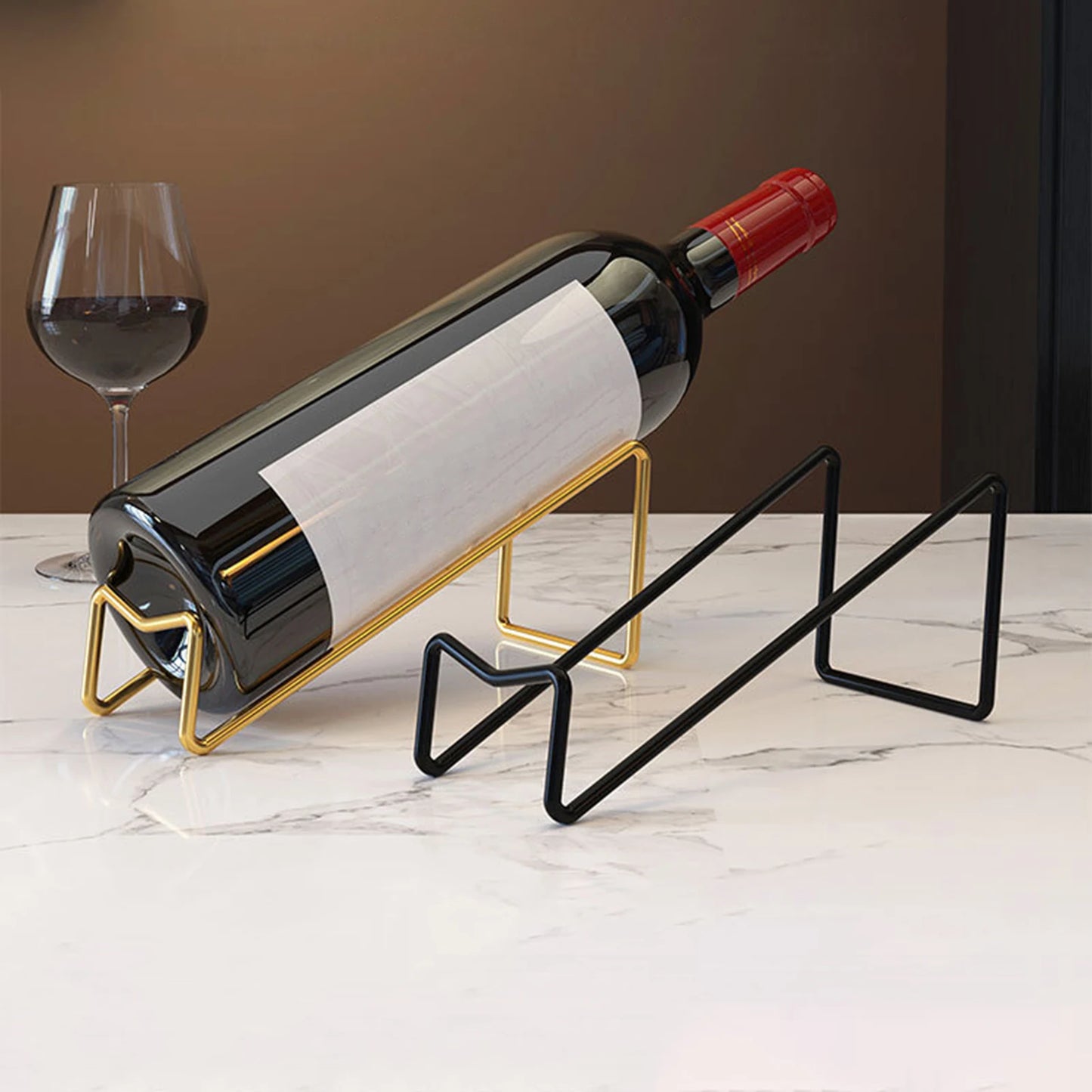 2Pcs Wine Bottle Holder Metal Wine Rack Table Piece