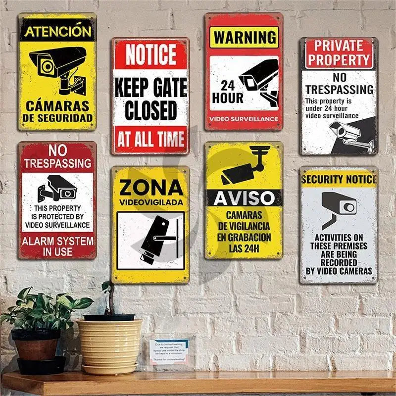 Retro Security Metal Plaque
