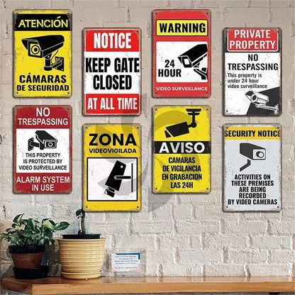 Retro Security Metal Plaque
