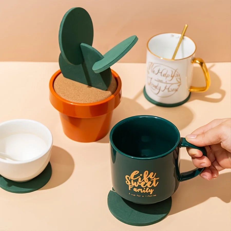 Cactus Coaster Non-slip Creative Insulated Tea Mat DIY Home Tableware Coffee Cup Holder Coaster Heat Insulation Table Decoration Table Piece