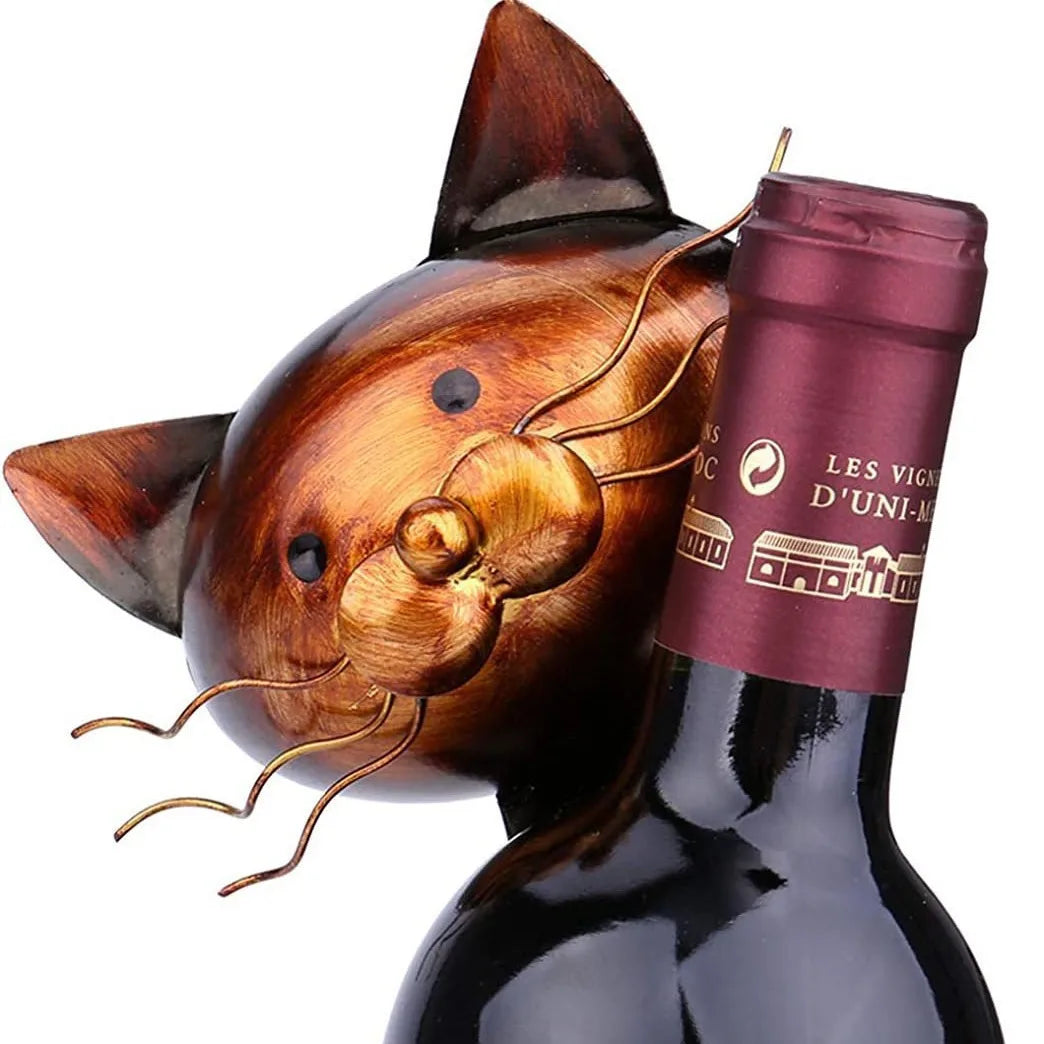 Iron Cat Wine Rack Table Piece