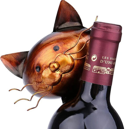 Iron Cat Wine Rack Table Piece
