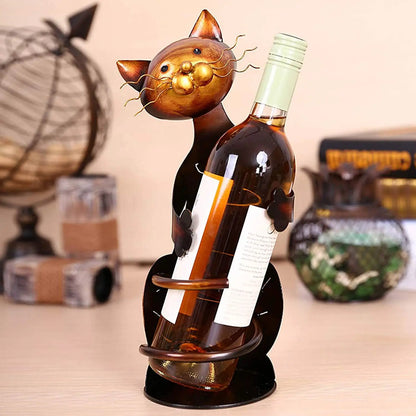 Iron Cat Wine Rack Table Piece
