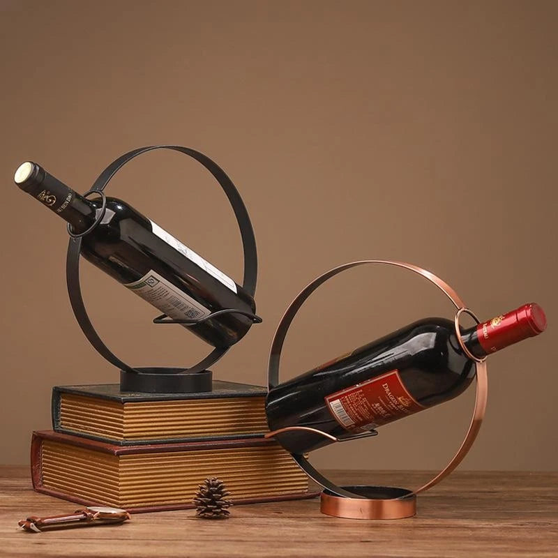 Retro Iron Round Wine Rack Table Piece