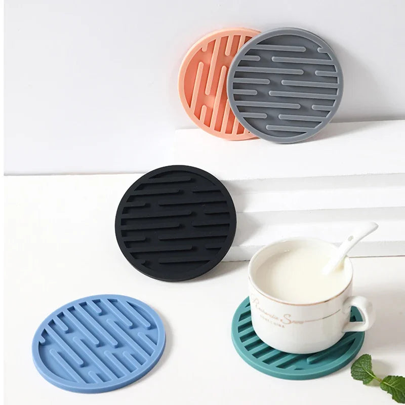 10cm Silicone Coaster Round Heat Resistant Rubber Coffee Cup Mat Tea Drink Mug Glass Beverage Holder Pad Decor Table Mat Table Piece