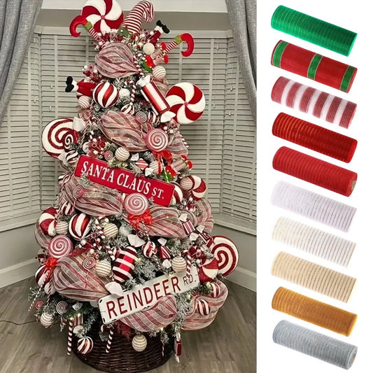 Christmas Tree Decorations Ribbon Mesh