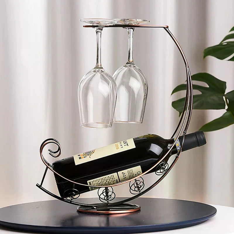 Metal Wine Rack Hanging Wine Glass Holder Table Piece