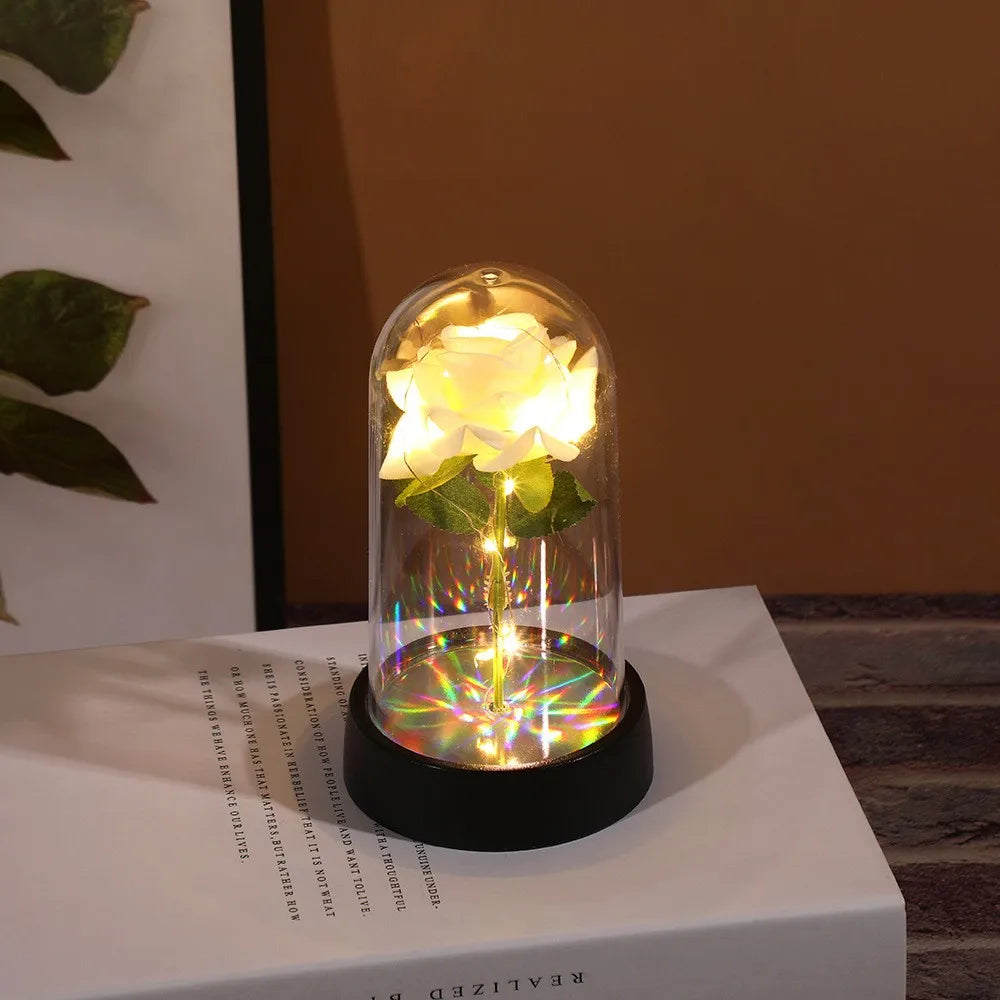 Rose in Glass - Flowers LED Red Rose - Valentine's Day Gift Table Piece