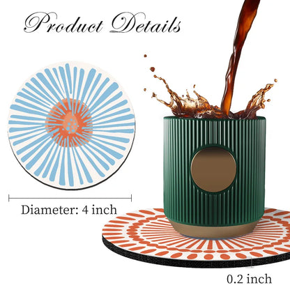 Funny Ceramic Absorbent Cute Stone Cup Coaster Set Of 6 Drinks Absorbing Round With Cork Base For Mugs And Cups Office Kitchen  Table Piece